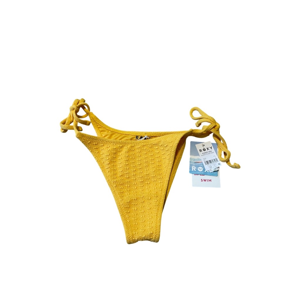 Roxy Haleiwa Tie Side Cheeky Bikini Bottoms Golden Rod Yellow XS 434001982